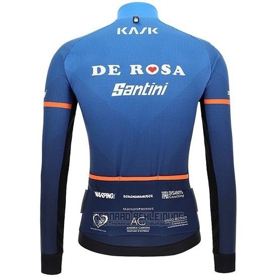 2019 Fahrradbekleidung Casteli De Rosa Blau Trikot Langarm und Tragerhose - zum Schließen ins Bild klicken